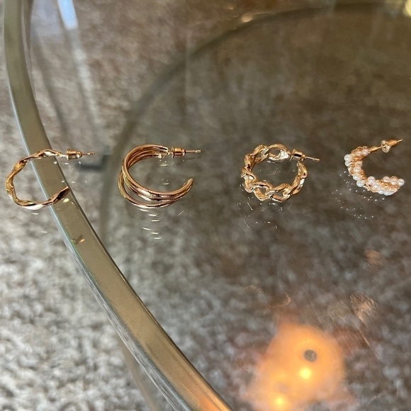 SALE💚 any 3 for $18 💚 Statement Hoop Dangle Earrings Gold Tortoise Acrylic Re… - Picture 1 of 2